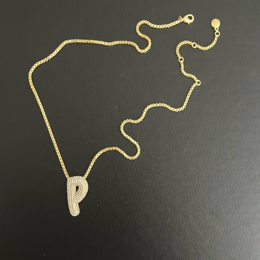BaubleBar Pavé Bubble Initial Necklace